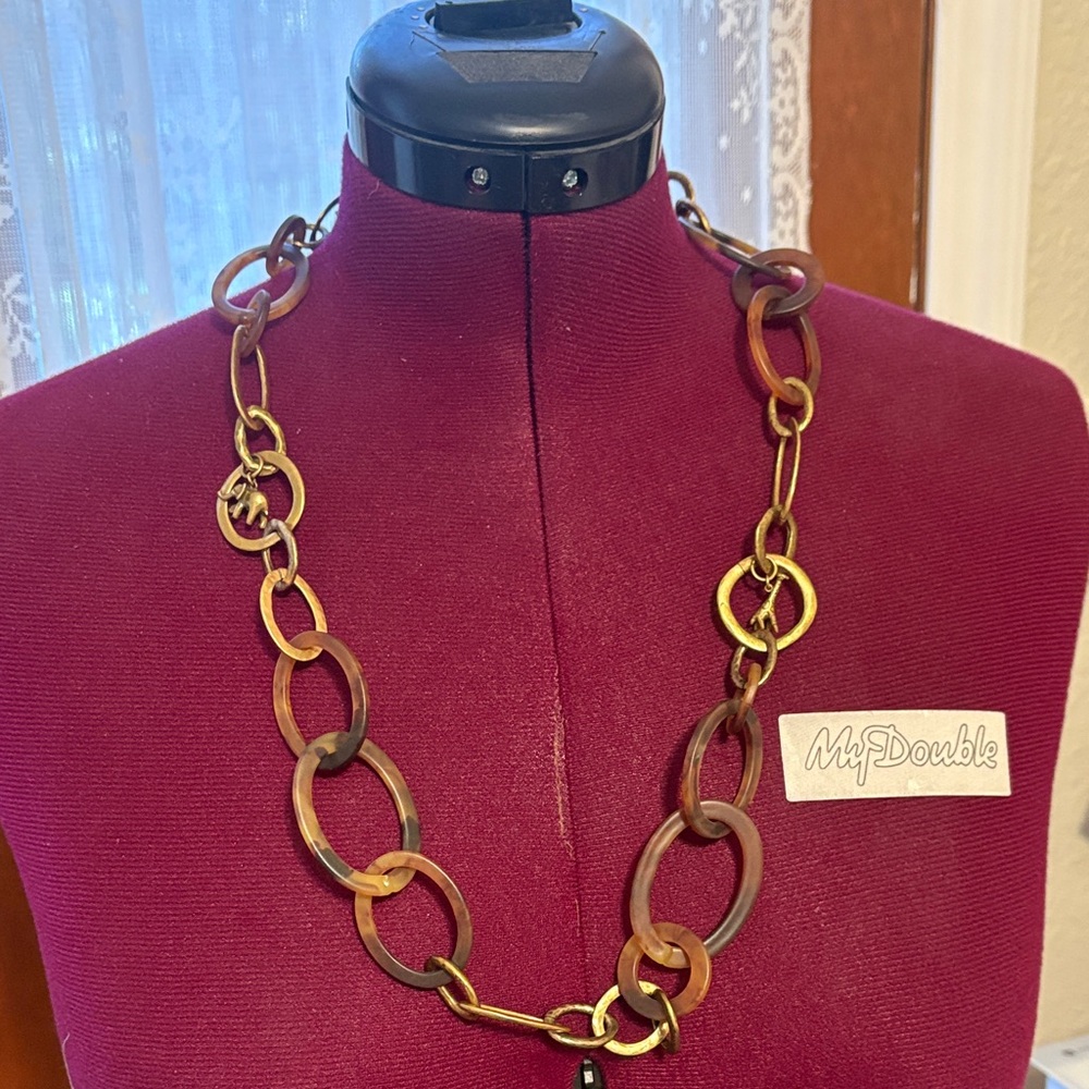 Coldwater Creek Gold and Brown Link Necklace